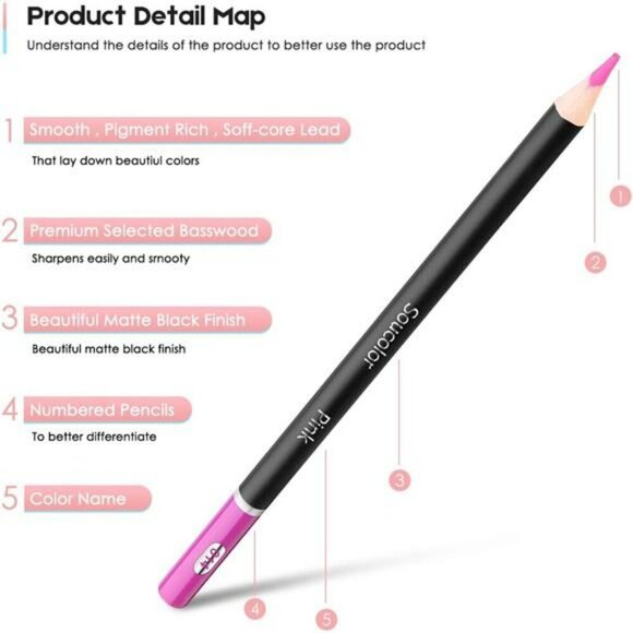 72-Color Colored Pencils for Adult Coloring Books Back to School Artist Sketchin - Picture 2 of 7